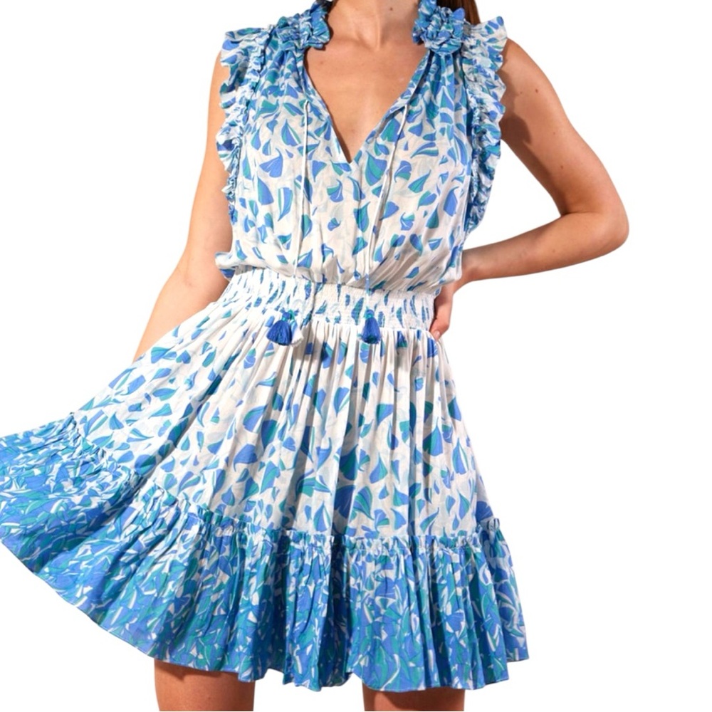 Poupette St. Barth Triny Mini Dress in Blue Petale - Worn only once!